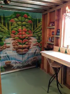 Mountain Stream Beaded Curtain Hand Made/Painted: Doorway Wall Window Room Divider +hanging hardware