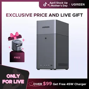 【LIVE ONLY】UGREEN NASync DH2300 2-Bay Desktop NAS, Support Capacity 60TB (Diskless), Remote Access, AI Photo Album, Beginner Friendly System, 4GB LPDDR4X RAM,1GbE, 4K HDMI, Network Attached Storage（Drives Not Included）,TikTokShopHolidayHaul