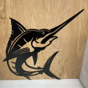 New Marlin Jumping Fish Large Metal Wall Art Sign Fishing Laser Cut Made In USA