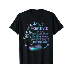 Caregiver Statement Graphic T-Shirt - 100% Cotton, Crew Neck, Ultra Soft, Breathable, Vintage Metalcore Double Print, Backwards Demon Slayer Design, Gift for Men Women (Thanksgiving, Christmas) Casual Loose Tee Black Crewneck