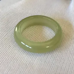Natural Translucent Green Jade Jadeite Ring Band, Width 5.2mm