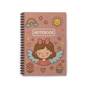 Girl Angel Spiral Notebook - Ruled Line, Journal for Little Girls, Cute Floral Cupcake Design, Kids Diary, School Supplies