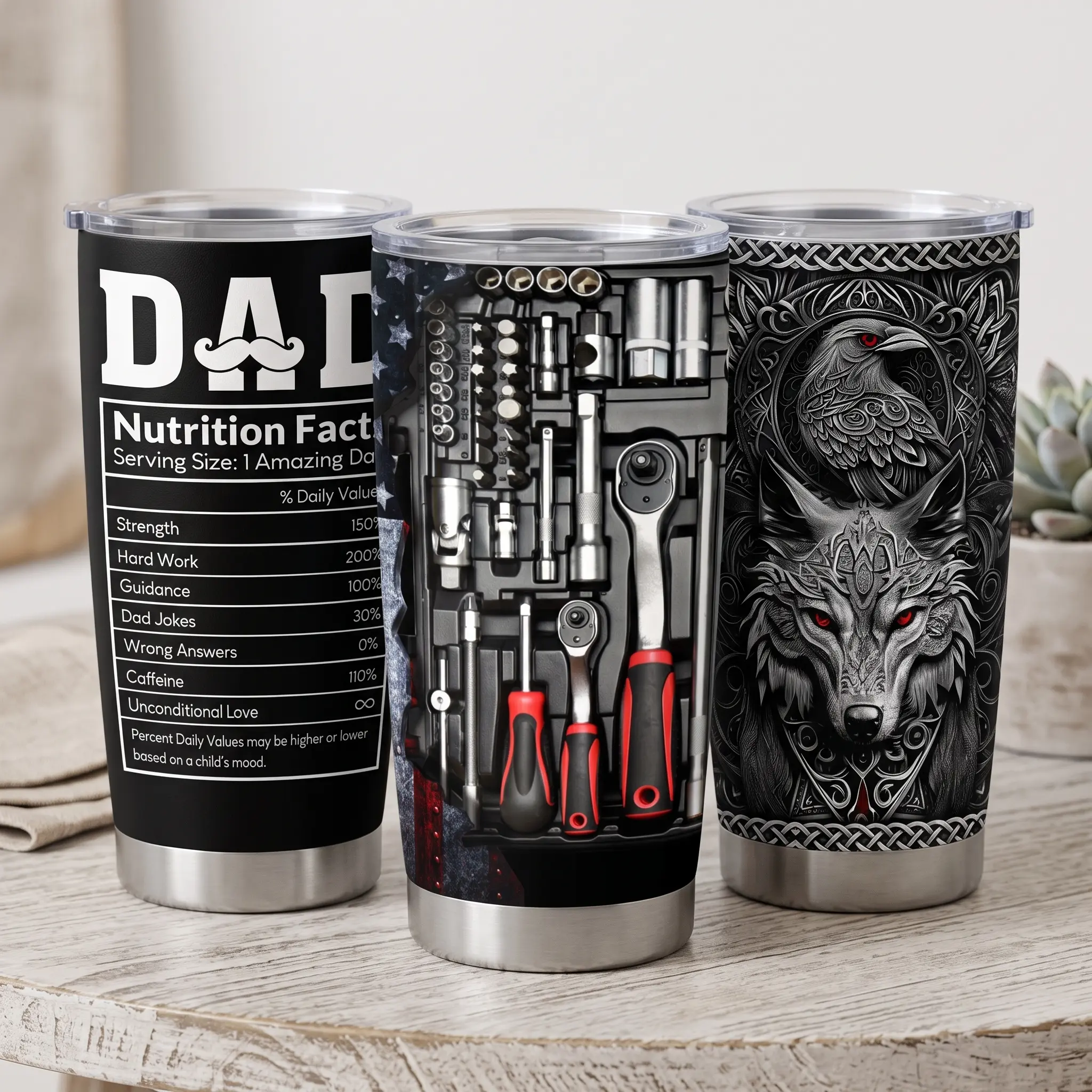 SANDJEST Dad Collection 20oz Insulated Tumbler with Lid, Portable Reusable Double Wall Stainless Steel Thermal Cup, Hot/ Iced Coffee Travel Flask, Ready-to-Go Use Outdoor Travel Camp, Gift for Him Dad Christmas Fall