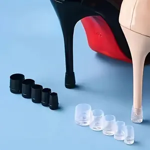 16pcs High Heel Shoe Heel Covers, Anti-Slip Round Heel Protectors, Silent Thin Plastic Heel Guards, 4 Sizes, Elegant Noise Reduction