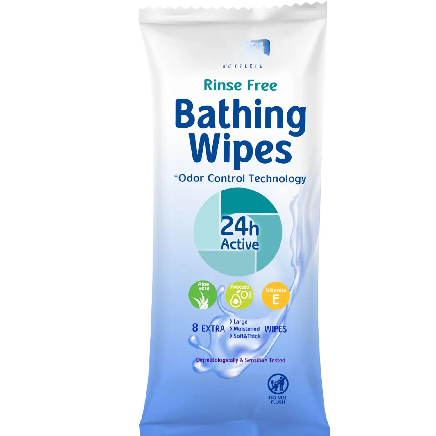 Rinse Free Bathing Wipes - XL Personal Cleaning Wipes for Adults with 24H Odor Protection. Shower Wipes for Women and Men. (8)