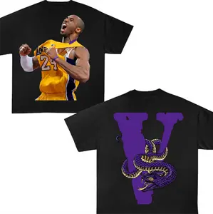 KB24 x Vlone Black Mamba Graphic T-Shirt, Casual Unisex Tee for Fans