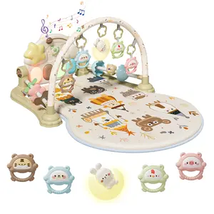 AIBEIQITOY Baby Kick & Play Piano Gym Mat - Tummy Time Activity Mat with Lights, Music, Sensory Toys for Newborns 0-12 Months