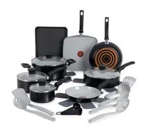 Kitchen Solutions Ceramic, 22 Piece Cookware Set, Black