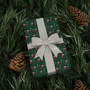 Dr Pepper Christmas Wrapping Paper Santa Hat Soda Cans with Reindeer Antlers Lights Candy Canes Snowflakes Green Holiday Gift Wrap, Trending Xmas Gift Wrap, Holiday, Birthday, Cheeky Holiday Wrap for Women Men - dpp10031