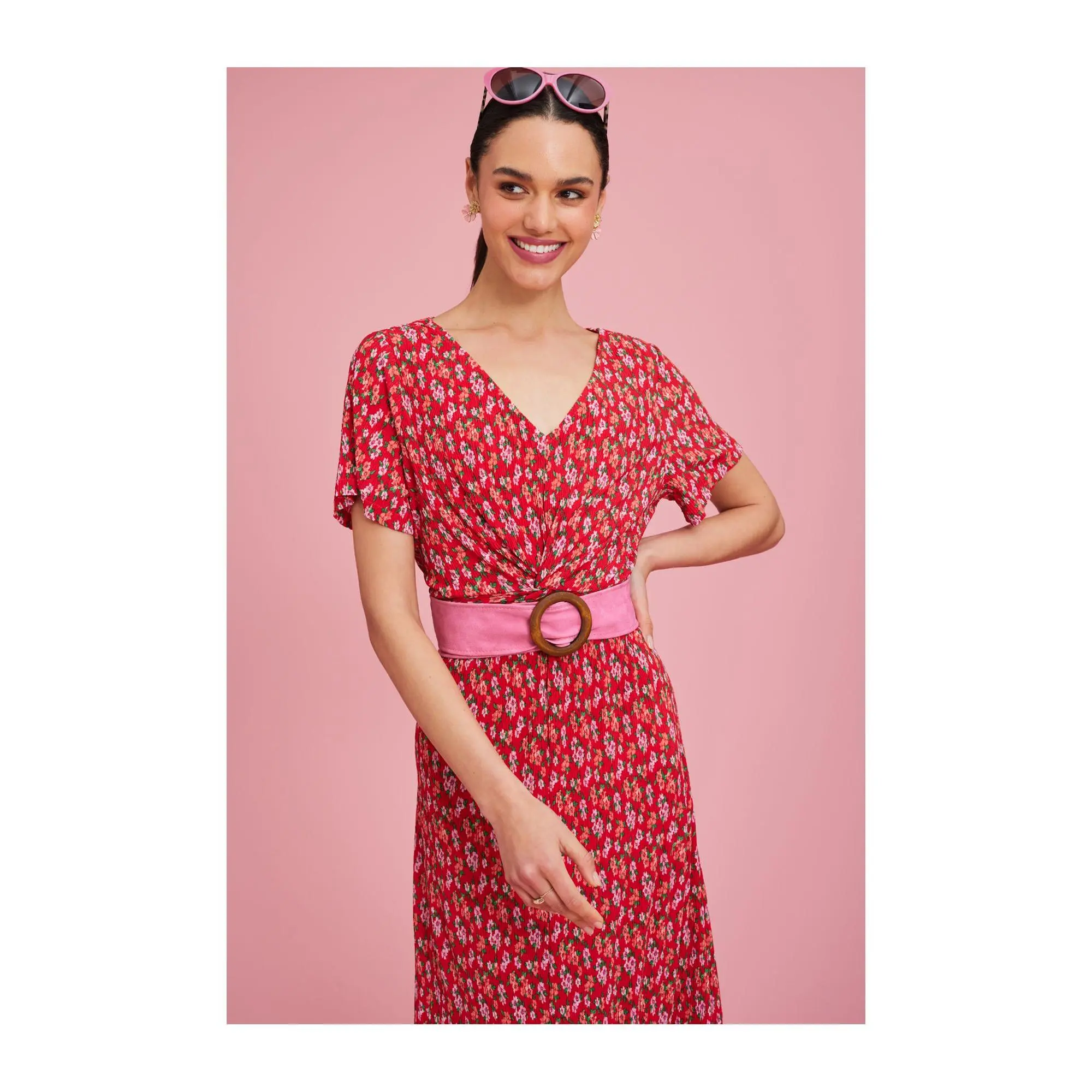 Isaac Mizrahi Live! Regular Printed Crinkle Knit Short Slv Maxi