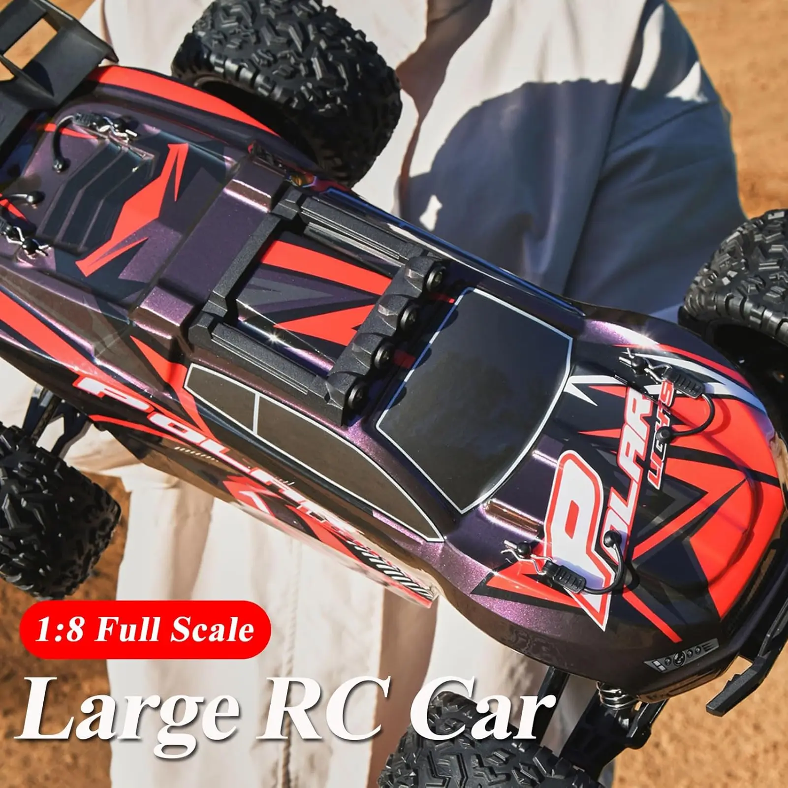 1:8 High Scale Remote Control Car, 4WD RC Driving Off-Road High Speed, 45KM/H Fast Monster Truck for Boy, with 2 Rechargeable Batteries, 8 9 10 11 12 Year Olds Girls Boys Birthday Christmas Gifts for Beginner Adults