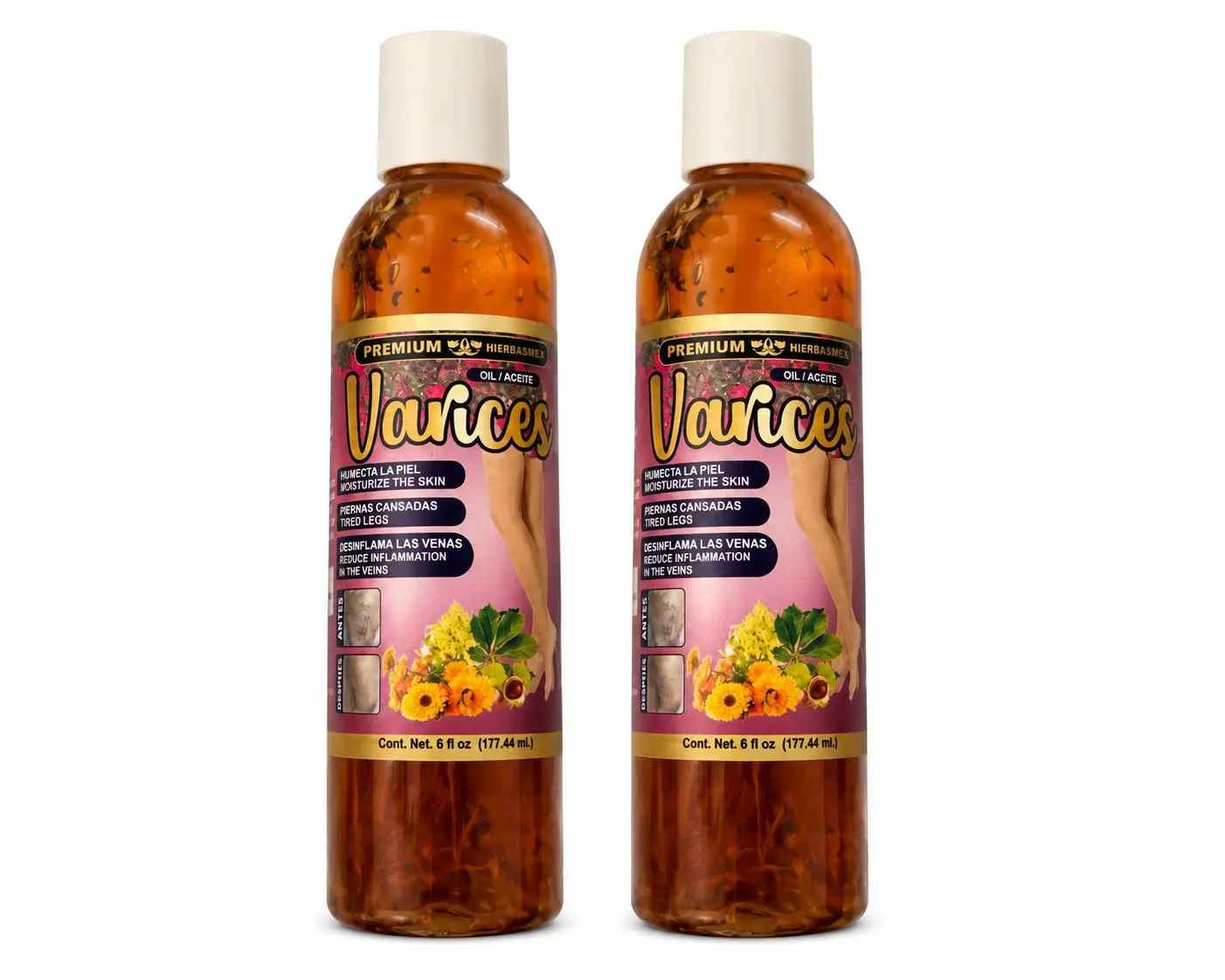 2 Pack Aceite de Varices Varicose Veins Body Oil Premium Natural 30 ML. Massage Oil Masaje Organic Oil Body Care Oil