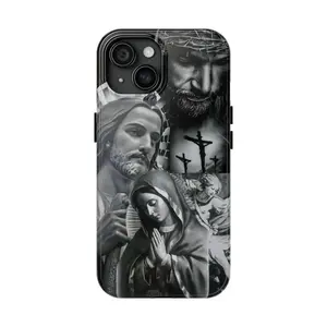 My Religion San Judas, Virgin Maria, Jesus Christ, Arcángel Gabriel Tough Phone Case suitable for Samsung S25 5G iPhone 17 ProMax Air 16 plus cases 15 pro max 14, 13, 12 with screen protector  Shockproof protective Protect