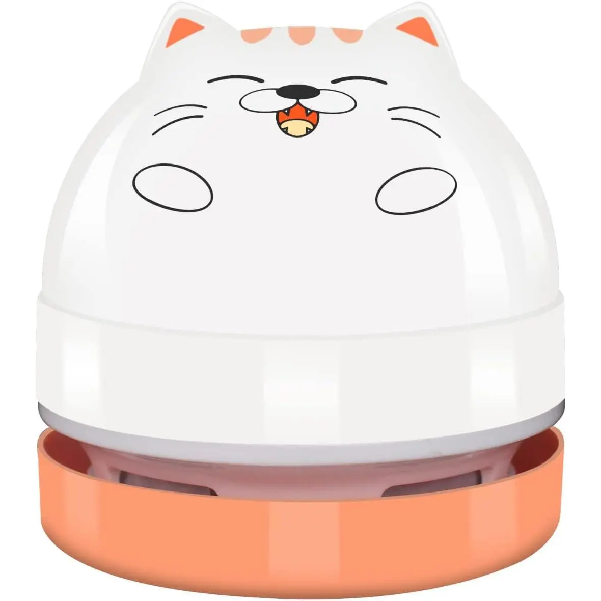 X-HVC04   Mini Desktop Vacuum Cleaner, Portable USB Vacuum Cleaner for Desk Mini Cute Cartoon Desktop Vacuum for Cleaning Eraser Crumbs, Dust, Crumbs, Computer, Keyboard and Car (White Orange)