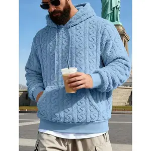 New Men's Knitted Teddy Fleece Sportswear Casual Hoodie, Fall & Winter Comfortable Windproof Warm, Eco-Friendly Fabric, Holiday Wear.Halloween/Christmas/Black Friday, men's hooded sweatshirt/Men's coat