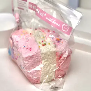 【Buy 3 get 1 free】Pink Three-Layer Thick Toast taba squishy slime squishies tabba squishies kidstoysFood-Grade Silicone Slow-Rising Rebound Squishy Fidget Toys for Stress Relief - Soft Squeeze Toys with Thick Creamy Slime Texture, Handmade Non-Toxic