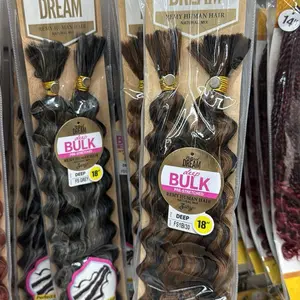 DREAM Natural Black Braiding Human Hair Deep Wave Bulk 12A Wet & Wavy Extensions For Women Boho Braids