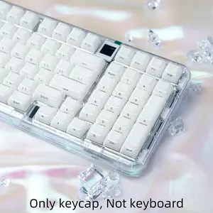 Crystal translucent keycap, Side engraved characters, Characters are opaque, PC dual color injection molding, PC+ABS material, MDA height, jelly pudding, compatible with 6.25U space 61 68 75 84 87 98 99 100 104 108