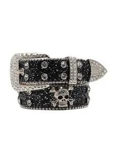 Sparkly Rhinestone Diamond Sequin Studded Belt for Men & Women - Western Cowgirl Cowboy Style