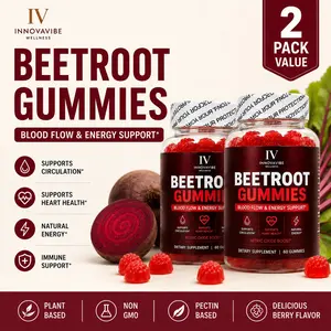 2 PACK VALUE INNOVAVIBE Beetroot Glow Gummies – Beet Root Nitric Oxide Gummies for Energy, Blood Flow & Circulation Support, Vitamin B12 & Grape Seed Dietary Supplement