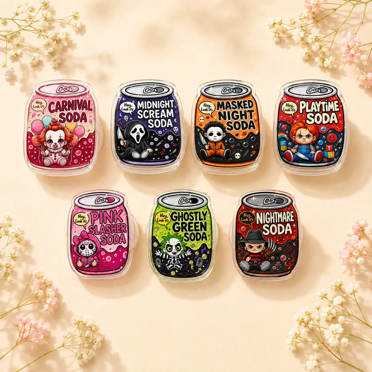 Horror Movie Soda Can Acrylic Phone Grip Holder Retractable Folding Stand Griptok Cute Spooky Halloween Gift