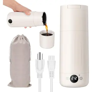 Portable Electric Kettle for Travel, 316 Stainless Steel Kettle, Hot Water Boiler with 2-In-1 Lid & Cup, 500ML Travel  Kettle with 8 Temperature Control, Auto Shut-Off & Boil Dry Protection (White)