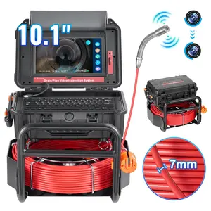 VEVOR Sewer Camera, 165 ft/50m, Self-Leveling Drain Camera with 10.1" Touchscreen, 512Hz Transmitter & Distance Counter, IP67 Snake Plumbing Camera with Lights-12 LED, 32GB Card for Duct Pipe