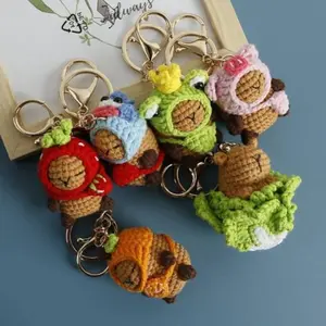 Mini Crochet Capybara Plushie Keychain - Cute Amigurumi Capybara - Small Crochet Animal Keyring - Capybara Stuffed Toy - Handmade Gift