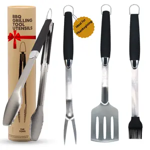 Grill Set – Grill Tools, BBQ Tools, Grilling Set, Grilling Utensils – Premium Stainless Steel, Heavy Duty & Rust-Resistant, Extra Long Handles, Comfortable Grip for Easy Outdoor BBQ Cooking