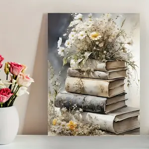 2D Flat, 2D Flat, 1pc Frameless Painting, Inspirational Book Flower Art Canvas, Poster, Wall Art Decor, WC, Living Room, Bedroom, Office, Dining Room, Bar Wall Decoration, Printed, Artwork, Perfect Gift And Decor