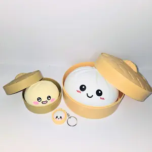 DUMPLING FAMILY! 1 Jumbo Squishy, 1 Regular Squishy, 1 Tiny Keychain, Unique Novelty Bundle - NEW Viral