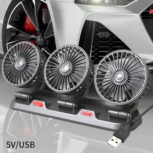 3-Way Triple Head  Fan, 360° Rotatable Portable Cooling Fan with 3 Speed, Strong Wind Quiet USB Powered Fan for Car SUV Truck RV, Summer Outdoor Camping Travel Home Use