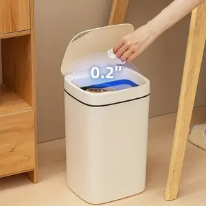 Touchless Trash Can with Sensor, 3 Switch Modes (Sensor/Press/Button), Sealed Lid Silent Closure - No Batteries Required (AA Not Included) - Durable ABS Material Rectangular Trash Bin, Suitable for Kitchen, Bathroom, Office, Living Room