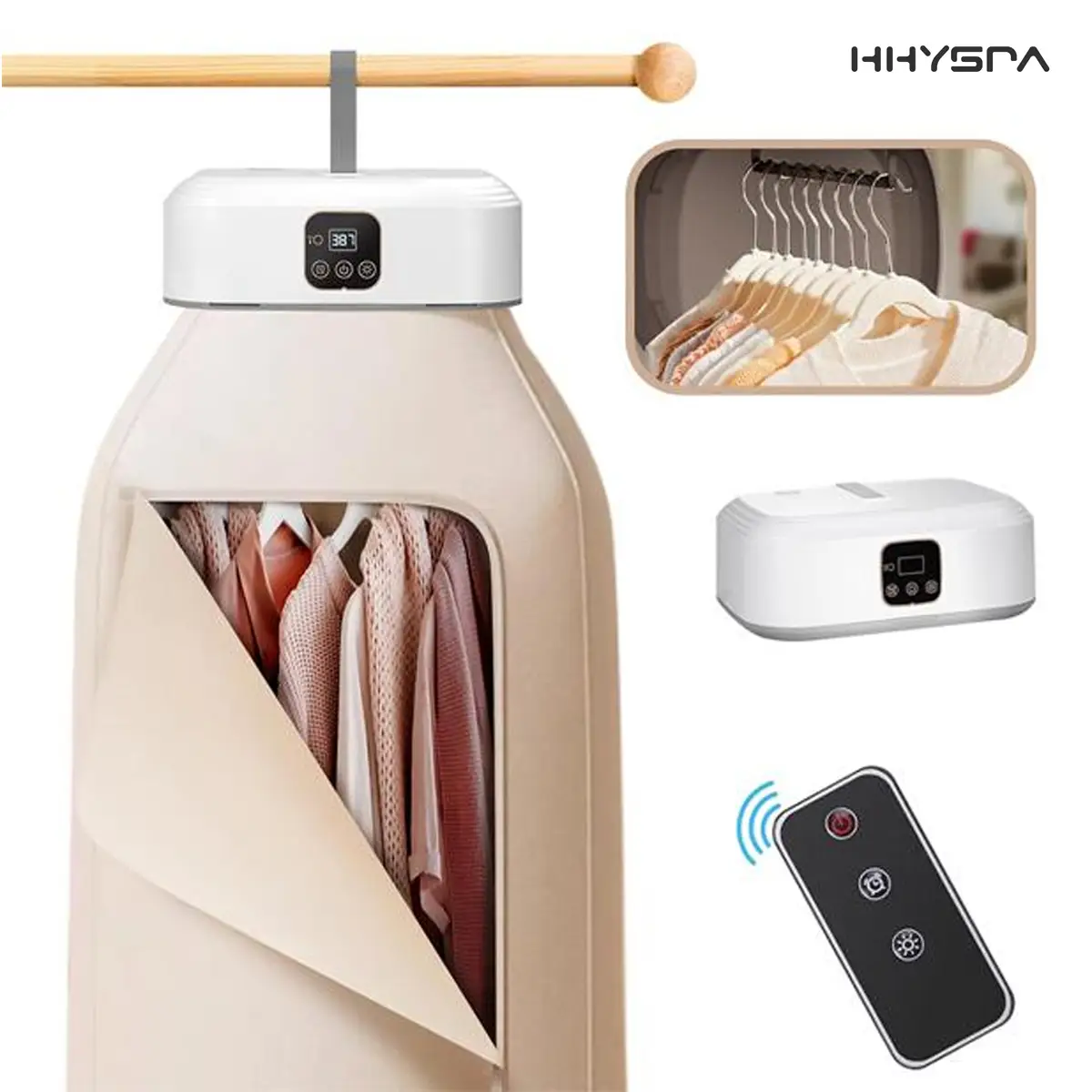 HHYSPA Electric Portable Clothes Dryer, Mini Laundry Dryers withRemote Control, Small Compact Foldable Electric Drying Machine with Dryer Bag for Ligh