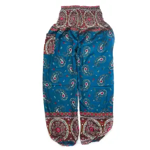 Teal Paisley Buta Harem Pants