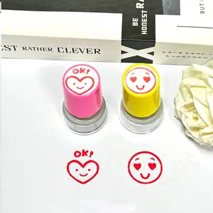 Heart Shaped Ok Smiley Reward Stamps, Classroom Teacher Stamps for Greeting Cards and Scrapbooks, Emoji Hand Account Stamps