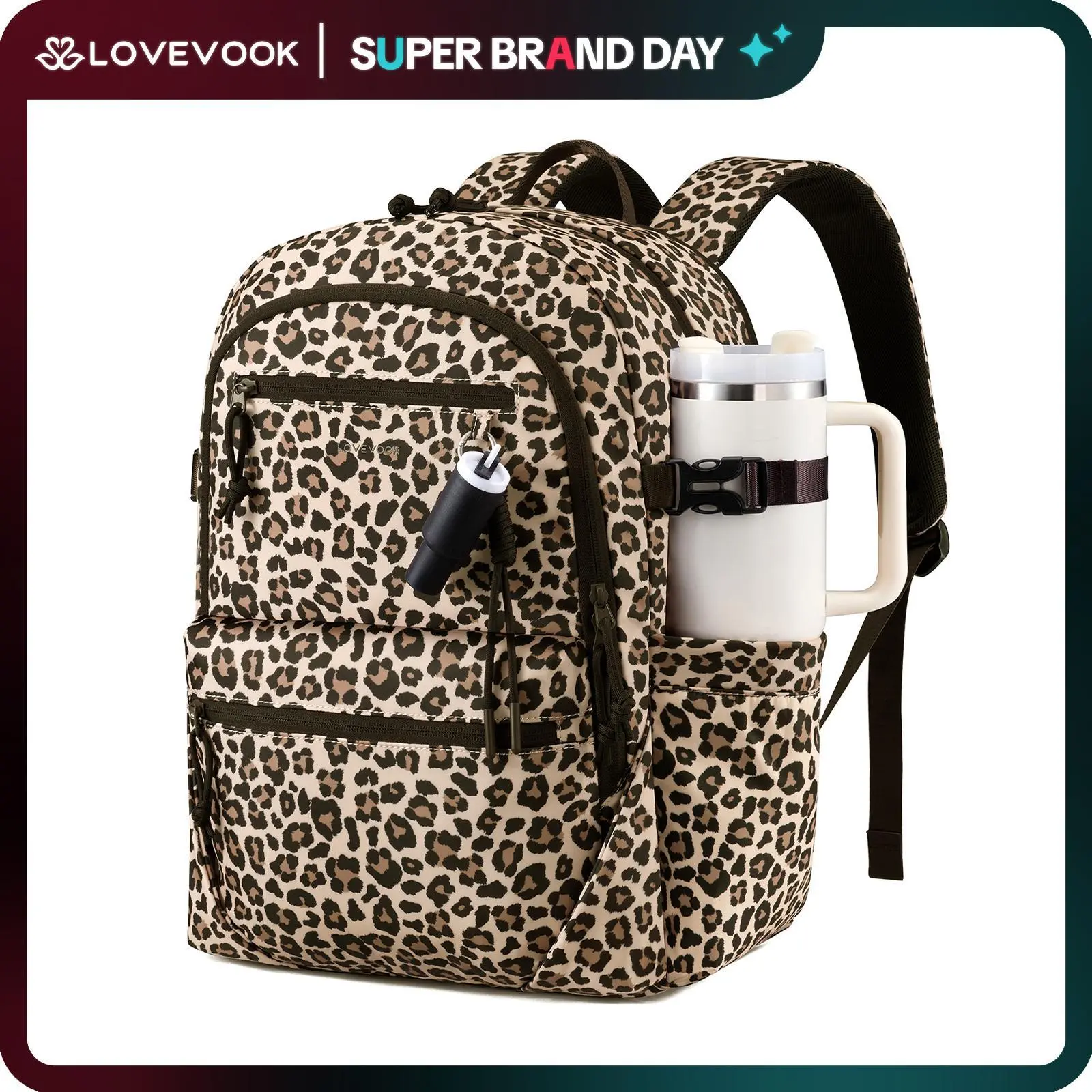 LOVEVOOK Laptop Backpack with Cute Pendant,15.6 Inch Travel Work Backpack Computer Laptop Bag with Large Cup Holder,Waterproof Nurse Teacher College Carry on Backpack Purse,Gifts for Women & Men