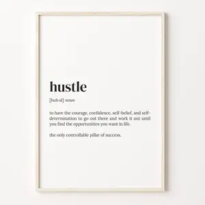 Hustle Definition Print Poster No Frame, Dictionary Poster, Quote Wall Art, Motivation Coffe Art, Motivational Quote, Hustle Motivation