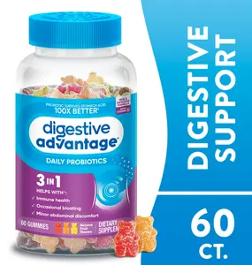 Digestive Advantage Daily Probiotics Gummies 60 Gummies for Women & Men - Natural Fruit Flavors, BC30, Supports Digestive Health, No Artificial Flavors - Dietary, Healthcare