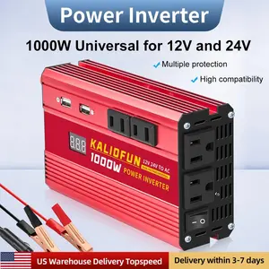 KALIOFUN 1000W Power Inverter Dual Voltage 12V/24V to AC 110V Universal for Camping with Overload Protection & Multiple USB Ports