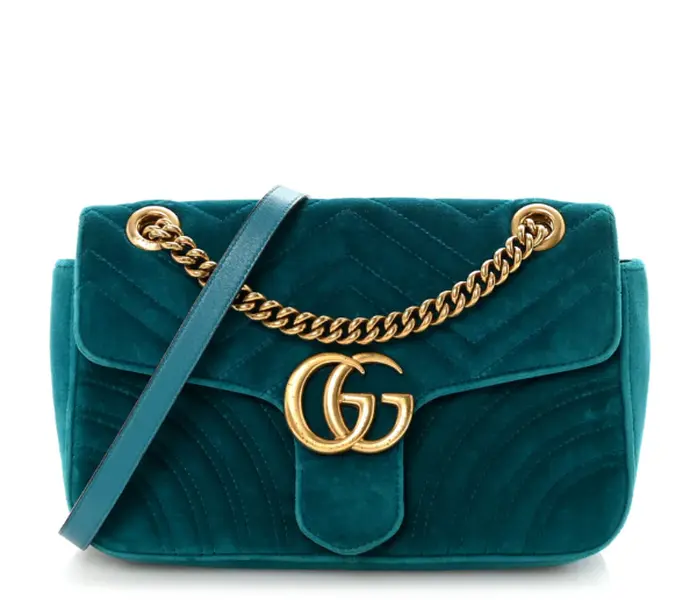 Pre-owned GUCCI GG Velvet Matelasse GG Marmont Shoulder Bag