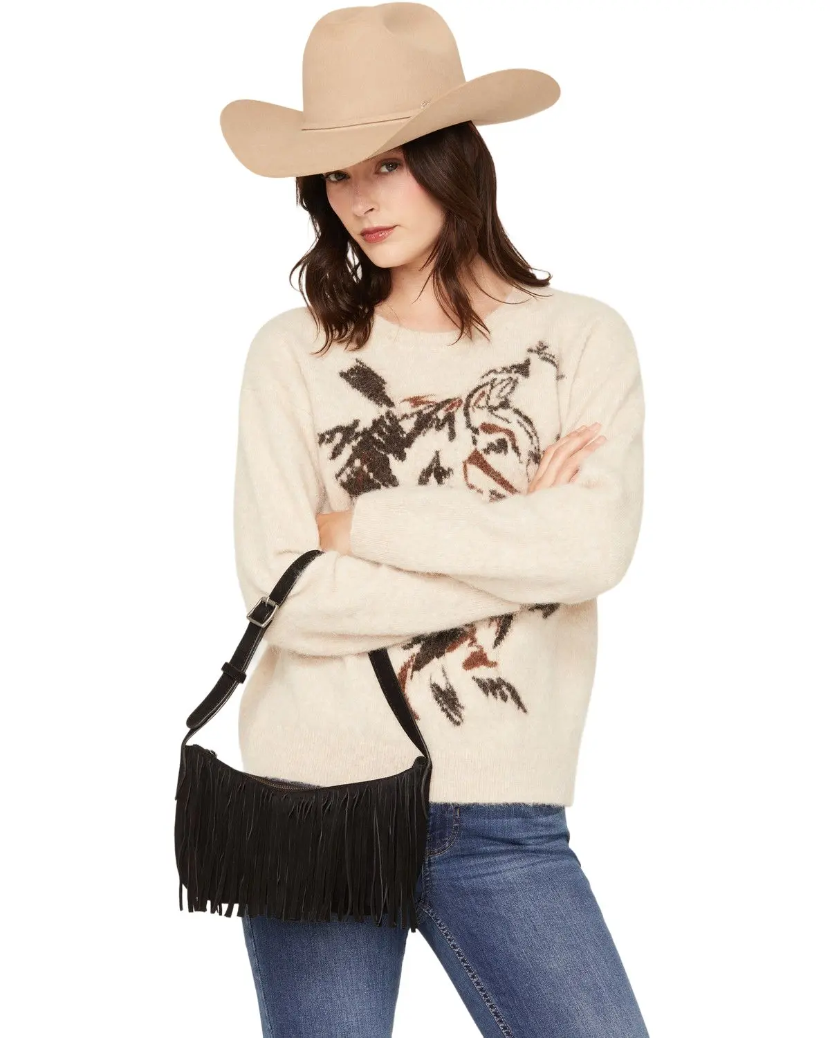 Shyanne Women's Women'S Maren Suede Fringe Shoulder Bag - Saho25hb2-Blk