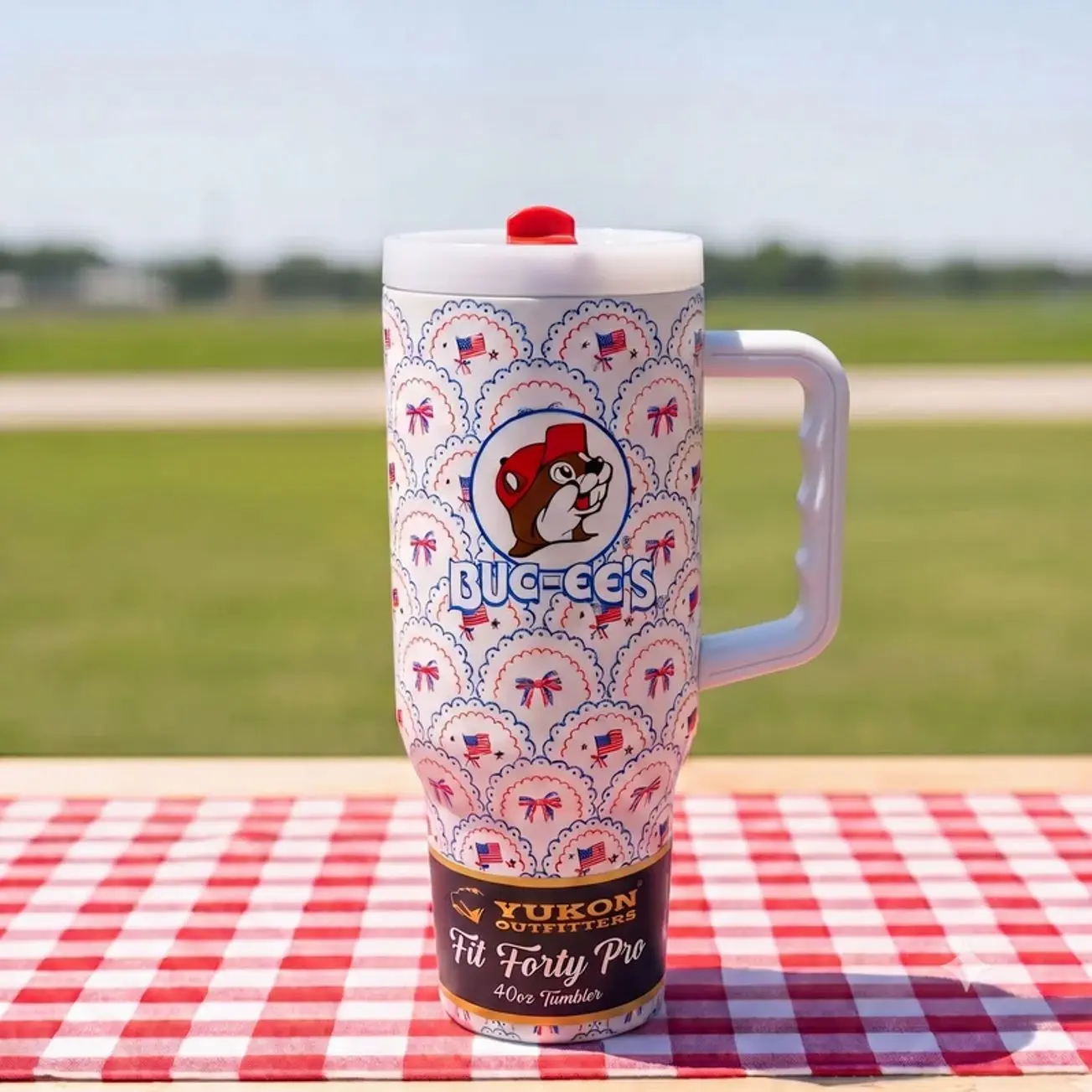 Buc-ee's American Bows & American Flags Fit 40 Pro Tumbler, Patriotic 40oz 20oz Tumbler With Handle, USA Gift for Women