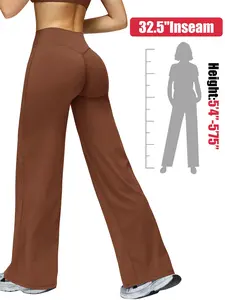 32.5'' Inseam Loose Casual Straight Leggings for Women, Workout Leggings Womens No Front Seam Straight Leggings High Waist Buttery Gym Yoga Pants, Yoga Pants Women High Waist Stretch Casual Soft Straight Leg Bottoms Fitness Yoga Pants