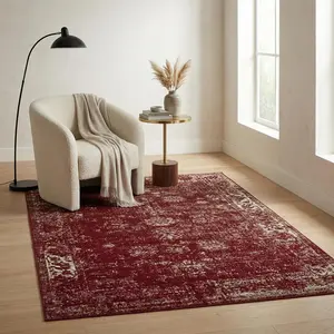 Sofia Area Rug - Casino (5' 3" x 8' Rectangle, Burgundy/ Gray)