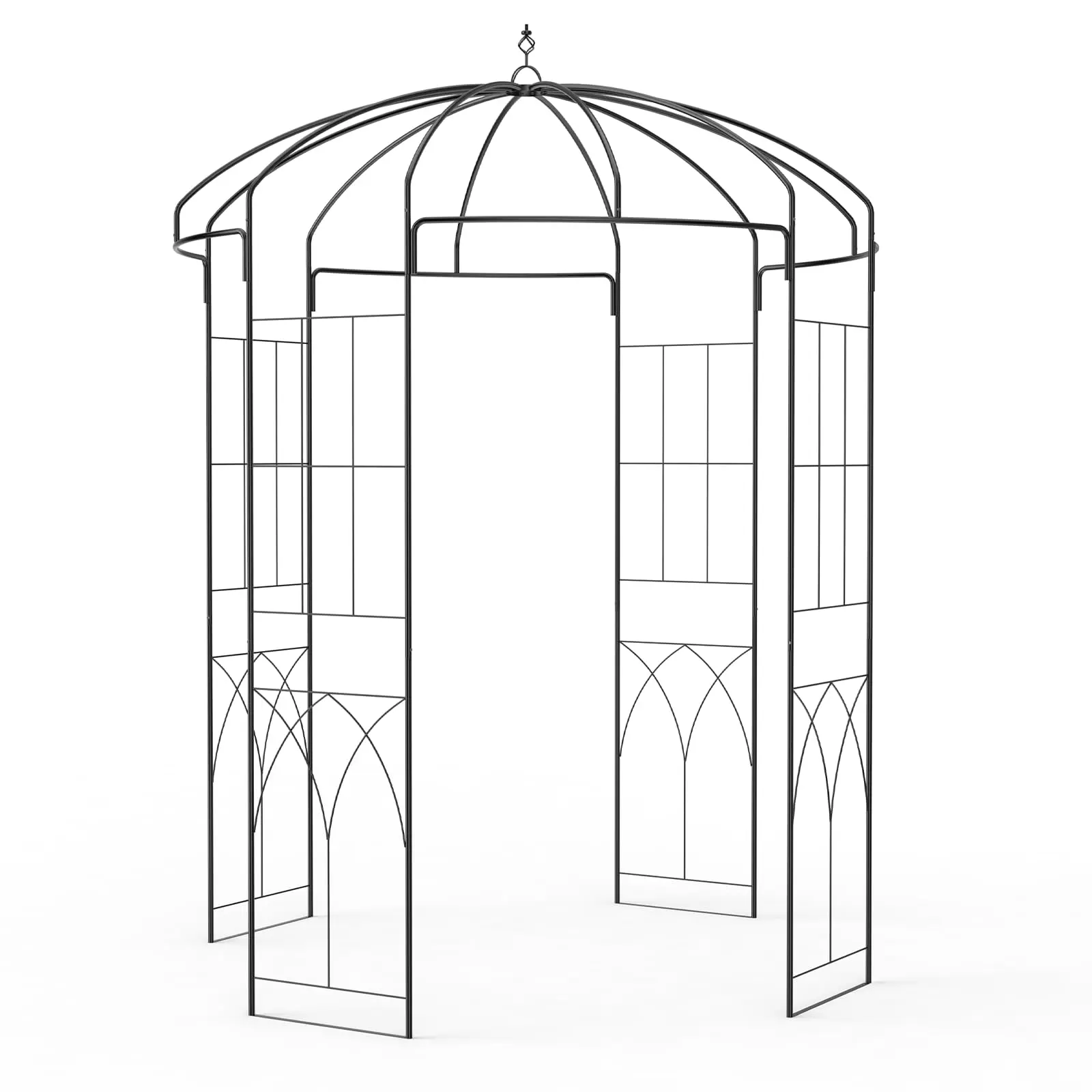 Heavy Duty Birdcage Garden Arch Arbor – 8.8ft Metal Pergola Pavilion, Outdoor Wedding Ceremony & Party Decoration, Steel Trellis for Climbing Plants, Vines, Roses – Patio, Lawn, Backyard