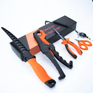 Tcakelox 6pc Fishing Tool Kit - Safe Resistant Fishing Pliers with Lanyard, Fillet Knife, Floating Fish LipFishing Braid,Scissors Gripper, Tool Retractor, Fishing Gifts for Men