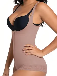 1 Count Women's Butt Lifting And Tummy Control Bodysuit, Fajas, Colombian Shapewear, Open Bust Adjustable Strap Hook Zipper Dual Closure Body Shaper, Hooked Crotch Snug Fit Shaping Jumpsuit, Ideal for Gatherings & Sports & Gym, Body Shaping Underwear