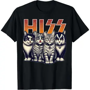 Hiss Funny Cats Kittens Rock Rockin Birthday Gifts Idea T-Shirt