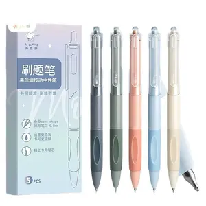 5-Pack Quick-Dry Neutral Pens, 0.5mm St Tip, Maroon Color, Ergonomic Grip, Ideal for Students' Homework & Notebooks, Non-Splotchy Ink